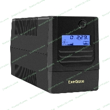 Источник бесперебойного питания ExeGate Smart LB-1000.LCD.AVR.2SH.USB (1000VA/650W, LCD, AVR, 2*Schuko, USB, батарея 12V 9Ah, черный)
