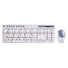Комплект клавиатура+мышь Smartbuy 107AG беспроводной, USB, 1200 DPI, бело-голубой