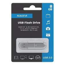 Флешка USB Maxvi P1 (FD8GBUSB20C10P1 silver), 8Gb, USB 2.0, R/W 12/5, серебристый