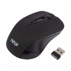 Мышь беспроводная HIPER HOMW-101, 1000-1600 dpi, оптический, 4 кнопки, Soft-touch покрытие, USB-приемник, 2,4 ГГц, батарея 1хАА, черный (HOMW-101)