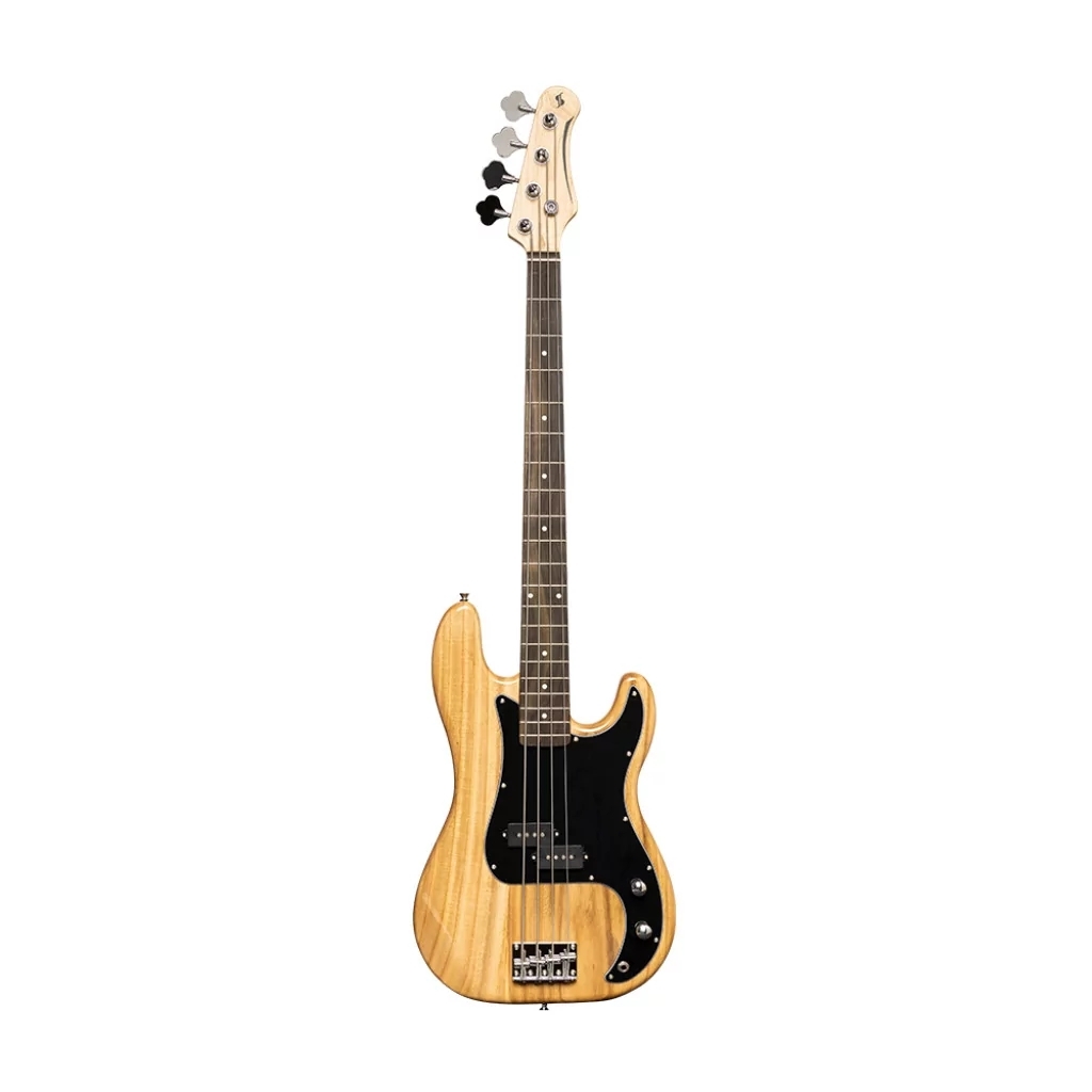 Бас-гитара STAGG SBP-30 NAT 4-х струнная форма Precision Bass, корпус павловния, гриф клен, накладка грифа палисандр, 20 ладов, мензура 867 мм, колки никелированные, бридж PB Classic, звукосниматели 1xPB, регуляторы 1x громкости, 1x тона, цвет натураль