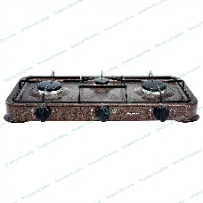 Плита настольная газовая АКСИНЬЯ КС-107 трехконфорочная,коричневый