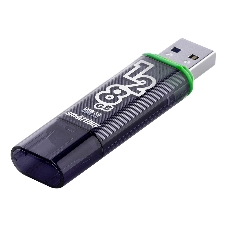 Флешка USB SmartBuy Glossy Dark Grey (SB128GbGS-DG), 128Gb, USB 3.0/3.1, R/W 75/25, черный/зеленый