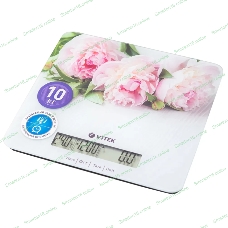 Весы кухонные Vitek VT-2414 (MC) цветы 1. Максимальный вес 10 кг, 2. Цена деления 1 г 3. Размер LCD дисплея 95х18 мм