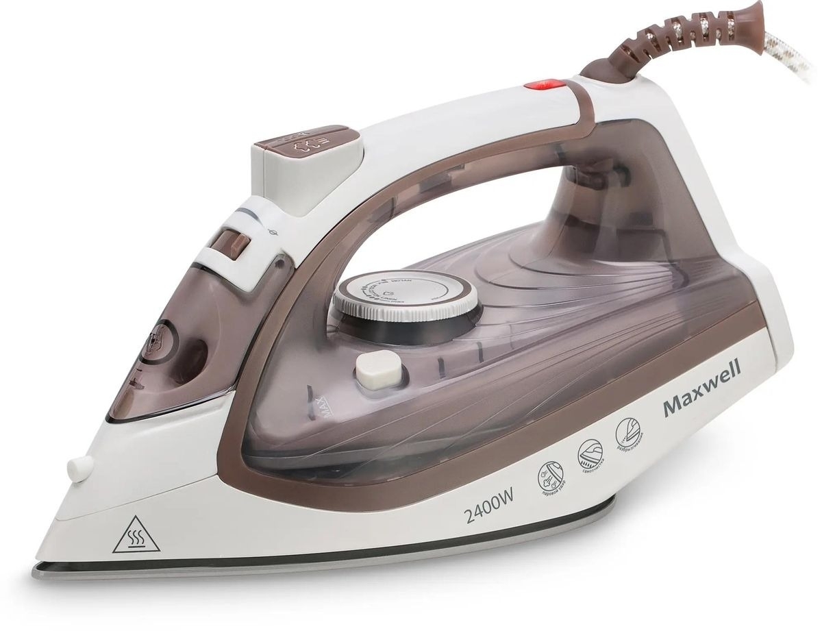 Утюг Maxwell MW-3047, 2400 Вт, белый/коричневый