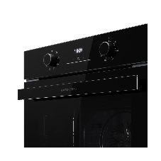 Духовой шкаф Kuppersberg HO 608 Black Glass, High-Tech, 78 л, поворотное управление, дисплей, таймер, 8 режимов, макс. температура 310 градусов, телескопические направляющие (на 1 уровень), цвет черный, цвет фурнитуры черный