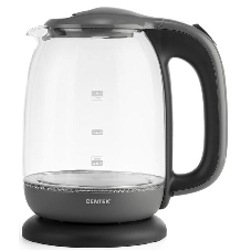 Чайник Centek CT-0034 (серый) Vancouver стекло, 1.8л, 2200 Вт, внутренняя LED подсветка, кнопка
