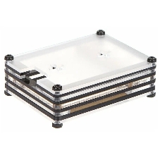Корпус Qumo, 9-слойный акриловый + вентилятор, Raspberry Pi 4, черный transparent(RS041)