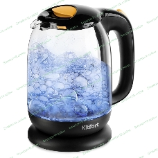 Чайник электрический Kitfort КТ-625-4 1.7л. 2200Вт черный/желтый (корпус: стекло)