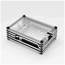 Корпус Qumo, 9-слойный акриловый + вентилятор, Raspberry Pi 4, черный transparent(RS041)