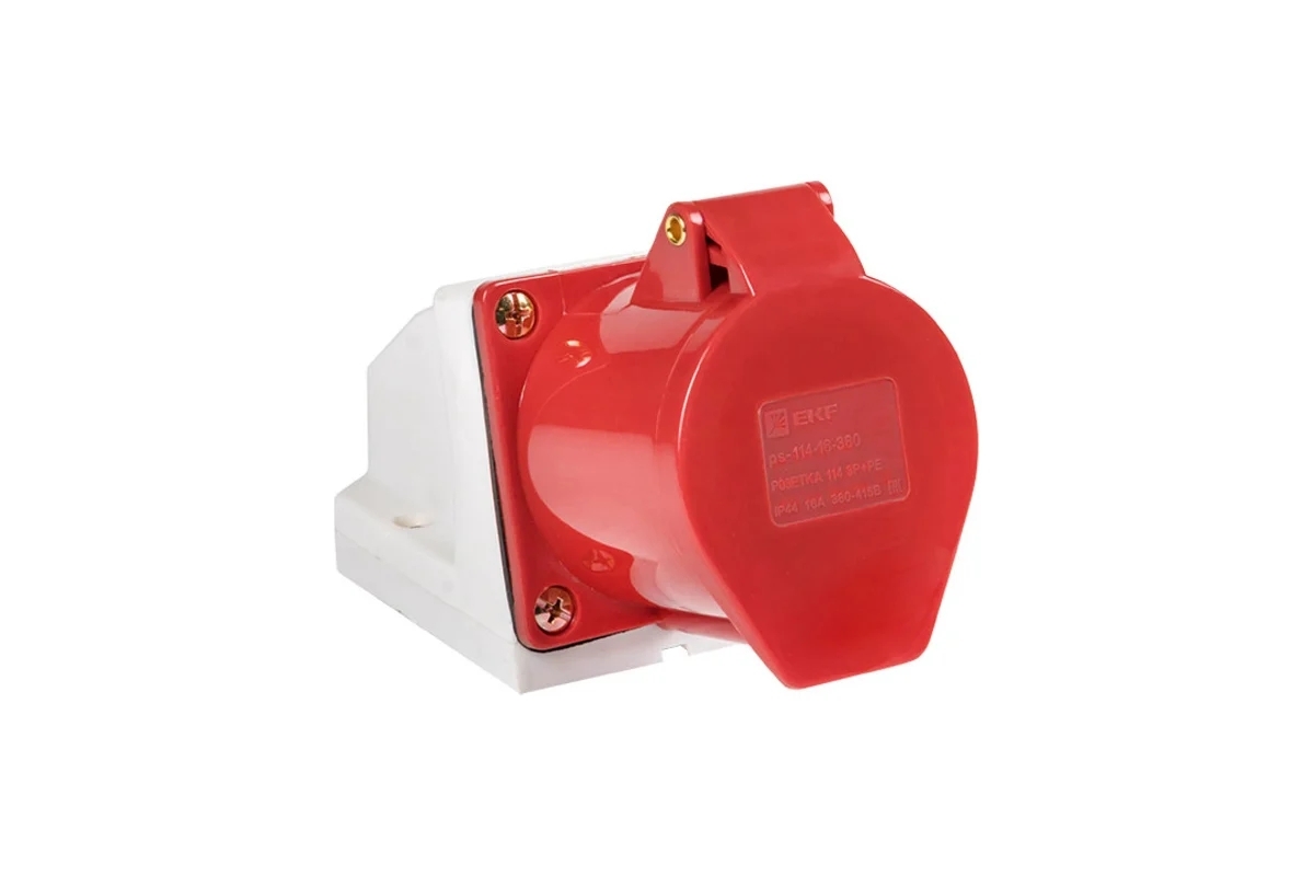 Розетка стационарная наружная EKF ps-114-16-380 16А 380В 3P+РЕ IP44 (114)