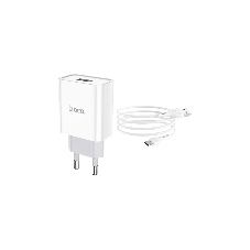 Блок питания (сетевой адаптер) HOCO C81A Asombroso single 1xUSB с кабелем Type-C, 2.1A, 10W, белый