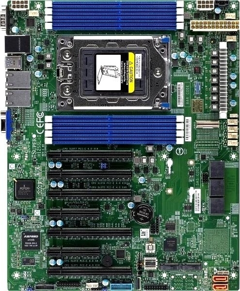 Материнская плата Supermicro MBD-H12SSL-I-B_bundle, SP3, SoC, 8xDDR4, 8xSATA, 2xM.2, 5xPCIe 4.0 x16, 2xPCIe 4.0 x8, 1xD-Sub, 2x 1Gb LAN, 4xUSB 3.0, 1xCOM, ATX
