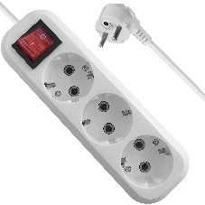 Удлинитель с заземлением Defender L330 16 А, 3 м, заземление, выключатель