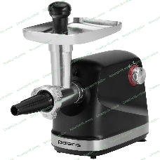 Мясорубка электрическая Polaris PMG 2582 черный, 2500 Вт, 2.7 кг/мин, реверс, защита от перегрузки, металлический лоток, насадки - 5