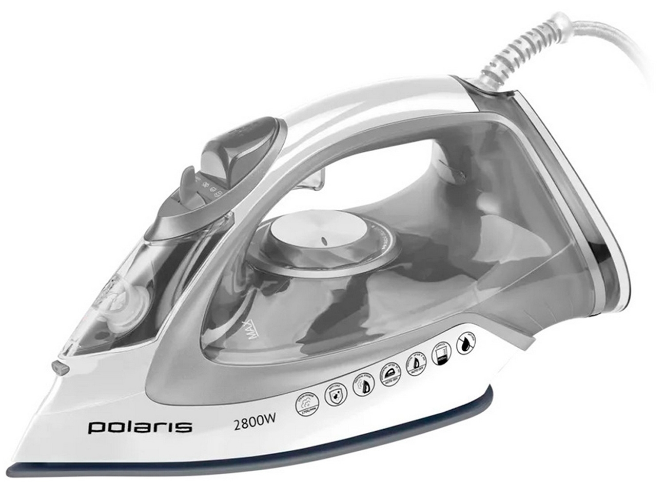Утюг Polaris PIR-2821AK белый/серебряный, 2800 Вт, 55 г/мин, 270 г/мин, 400 мл