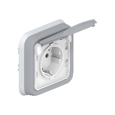 Розетка 1-м СП Plexo с защ. крышкой с заземл. с супр. IP55 сер. Leg 069833