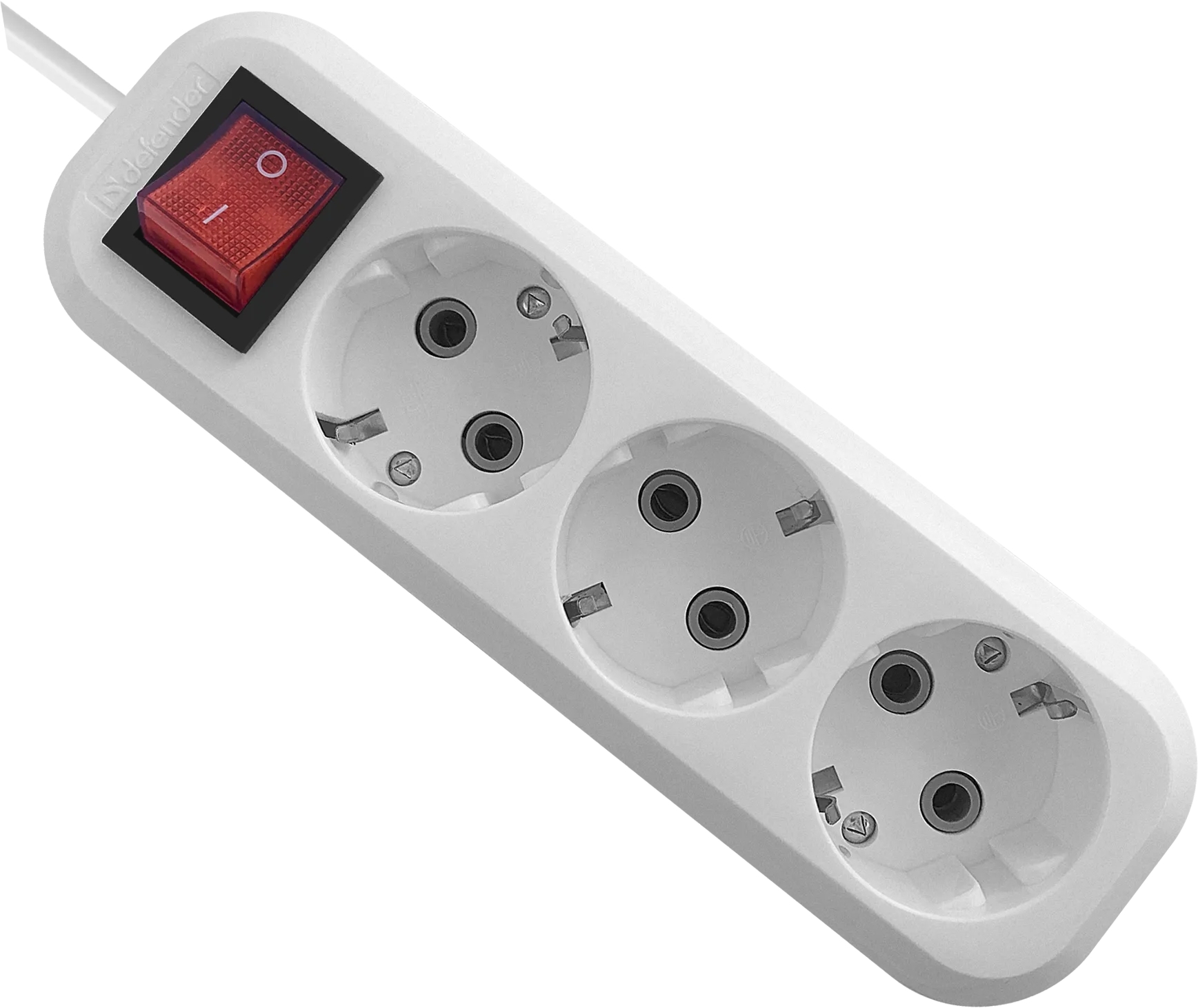 Удлинитель с заземлением Defender L330 16 А, 3 м, заземление, выключатель