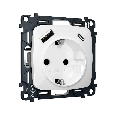 Комплект механизма электрической розетки OMEGA Белый глянец 2USB A+C 20W (быстрая зарядка) с/з QUANT (OP1100, VM160) MO110010