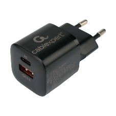 Сетевое зарядное устройство Cablexpert 20Вт, 3А, QC3.0/PD, 1xUSB, 1xType-C, черный, пакет