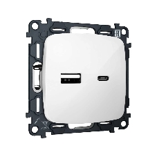 Комплект механизма розетки OMEGA Белый глянец 2USB A+C 20W (быстрая зарядка) QUANT (OP1110, VM177) MO111010