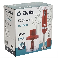 Блендер погружной Delta DL-7064B красный, 1000 Вт, 2 скорости, турбо