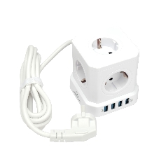 Сетевой фильтр Cablexpert Tower TWR-5-U4-W-2, 5 р, 10А, 4хUSB, 3.1А, 2 м, ур.защиты 4+, белый, коробка
