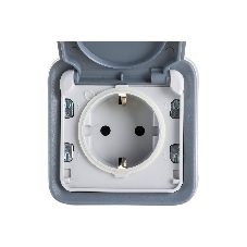 Розетка 1-м СП Plexo с защ. крышкой с заземл. с супр. IP55 сер. Leg 069833