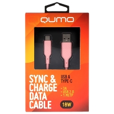 Кабель USB-A to Type-C, silica gel, 1м, 3A, 18W (pink)