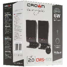 Колонки Crown CMS-601 чёрный, 2.0, 6 Вт, AUX