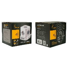 Сетевой фильтр Cablexpert Tower TWR-5-U4-W-2, 5 р, 10А, 4хUSB, 3.1А, 2 м, ур.защиты 4+, белый, коробка