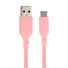Кабель USB-A to Type-C, silica gel, 1м, 3A, 18W (pink)