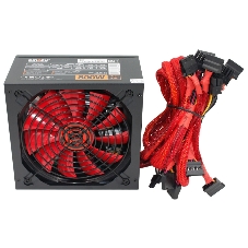 Блок питания Ginzzu PC800 Red, 800Вт, 80 PLUS, 140мм, черный/красный