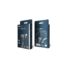 Кабель Rexant USB 3в1 Type-С (6A), Lightning (2,4A), micro USB (3A) 1,2м, в черной оплетке