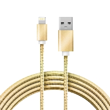 Кабель Rexant USB-A - Lightning для Apple, 2,4А, 1м, в золотой металлической оплетке