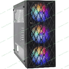 Компьютерный корпус Miditower ExeGate EVO-8243-NPX700 (ATX, БП 700NPX с вент 12 см, 2хUSB+1хUSB 3.0, черный, 3 вент. с RGb подсветкой, боковая панель - закаленное стекло)
