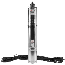 Насос скважинный винтовой 1000Вт, производительность 50л/мин, СТАВР 4-НСВ-105/1000, высота подъема 105м, давление 10.5 бар, глубина погружения 70м, максимальный размер частиц 2мм, внешний диаметр (с кожухом) 99мм, диаметр выходного патрубка G 1', длина кабеля 20м.