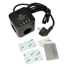 Сетевой фильтр Cablexpert Cube CUBE-3-CU3-B-1.5, 3 р, 10А, 1xType-C PD, 3xUSB, 1.5 м, ур.защиты 4+, черный, коробка
