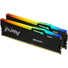 Оперативная память Kingston Fury Beast, DDR5, 32Gb (2x16GB), 5600MHz, CL36, DIMM, с радиаторами, RGB, черный
