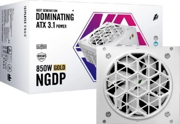 Блок питания 1STPLAYER NGDP HA-850BA4-WH, 850Вт, 80 PLUS Gold, 120мм, модульный, белый