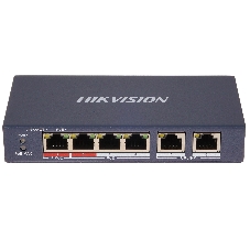 Коммутатор Hikvision DS-3E0106HP-E, 4×100 Мбит/с PoE + 2×100 Мбит/с, неуправляемый