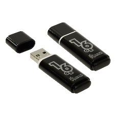 Флешка USB Smartbuy Glossy series black (SB16GbGS-K), 16Gb, USB 2.0, R/W 25/15, черный