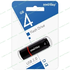 Флешка USB Smartbuy Crown black (SB4GBCRW-K), 4Gb, USB 2.0, R/W 25/15, черный/красный