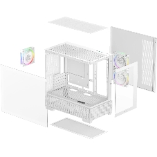 Компьютерный корпус Deepcool CG380 3F WH без БП, боковое окно (панорама), 3x120мм ARGB PWM вентилятора, белый, mATX