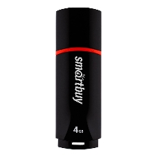 Флешка USB Smartbuy Crown black (SB4GBCRW-K), 4Gb, USB 2.0, R/W 25/15, черный/красный