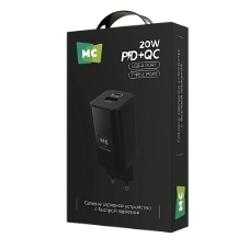 Сетевое зарядное устройство MORE CHOICE NC85 1USB+1Type-C 3.0A PD 20W+QC3.0, черный