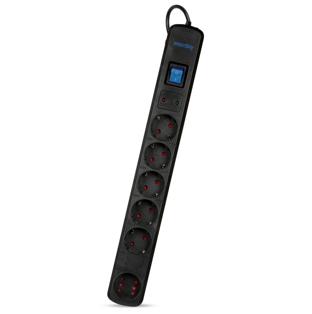 Сетевой фильтр Smartbuy (SBSP-50K-Pro) - 6 роз х 5,0 м - черный