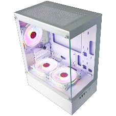 Компьютерный корпус Ginzzu CL485 mATX FAN 3*12LD4 передняя панель Стекло белый