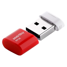 Флешка USB Smartbuy LARA Red (SB64GBLARA-R), 64Gb, USB 2.0, R/W 15/5, красный/белый