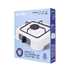 Плита настольная газовая Centek CT-1520 белый, 1.7 кВт, газ, конфорки - 1, эмаль, поворотные переключатели